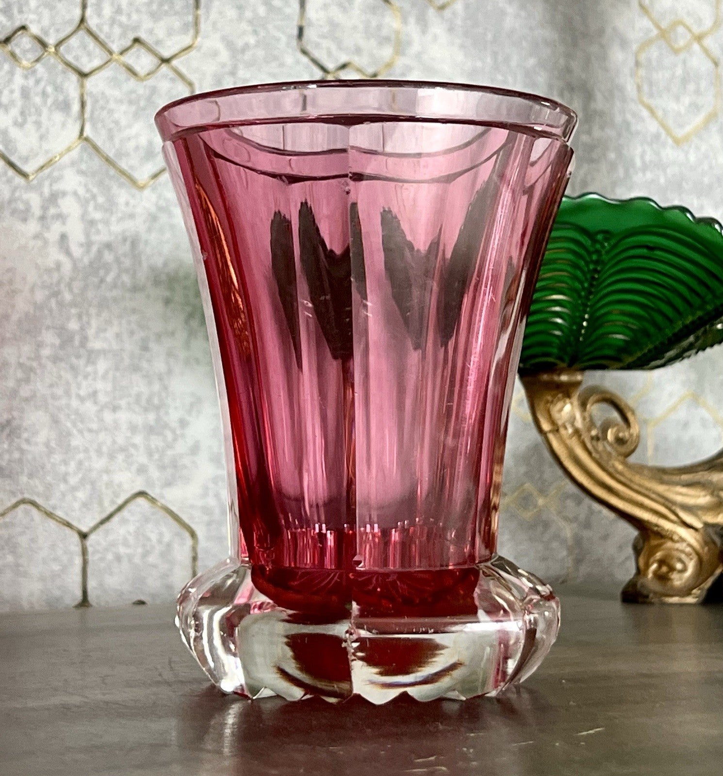 Antik Fußbecher Rubinrot Becher Weinglas Ranftbecher Glas goldrubin