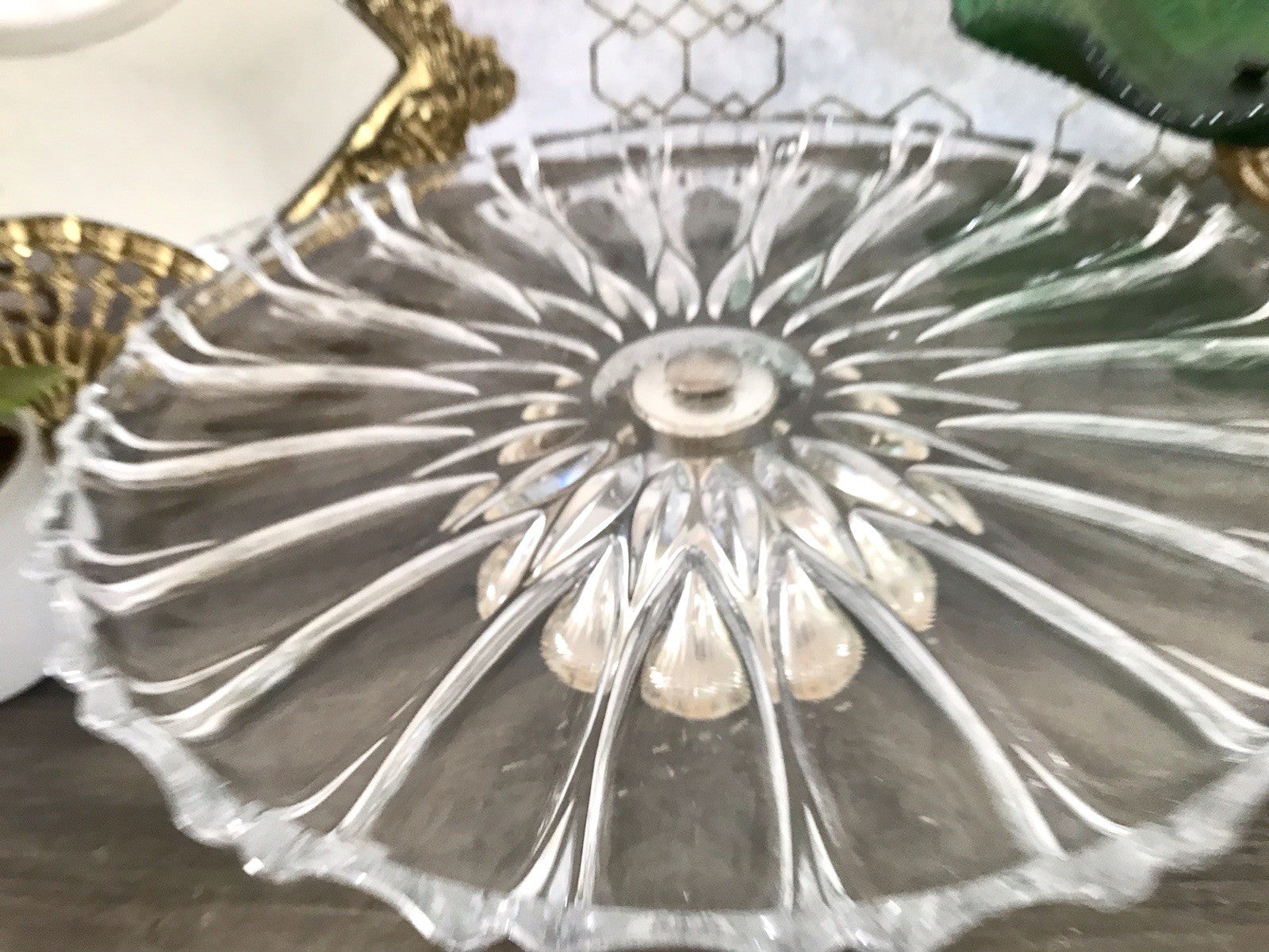 Vintage Tortenständer Tortenplatte Glas Kristallglas Bleikristall