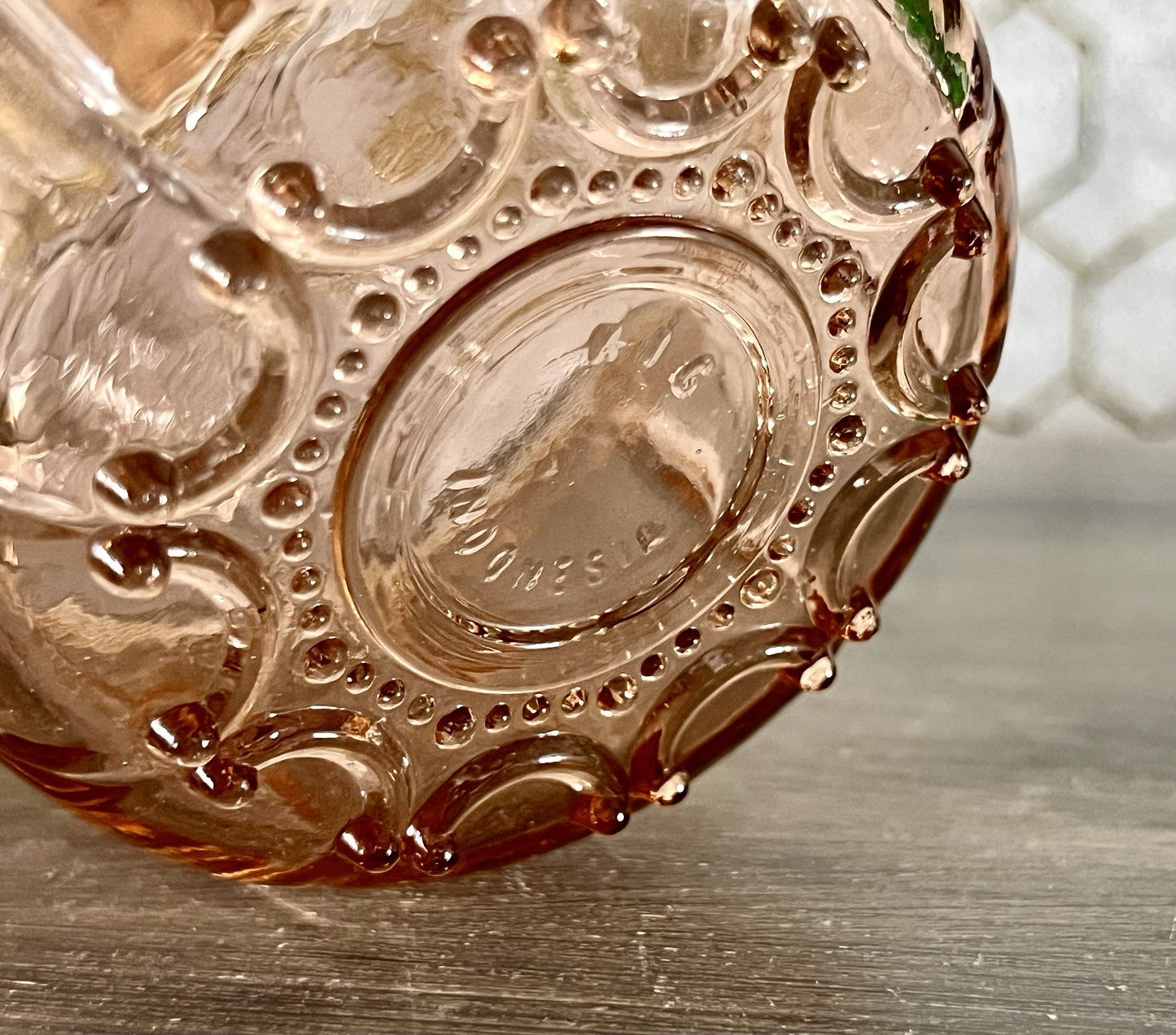 Art Déco Stil Dose Deckeldose Rosalin Rosa Pressglas
