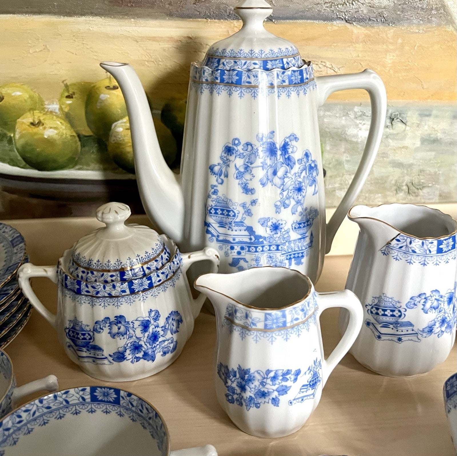Edel Vintage Porzellan Kaffeeservice 12 Pers. Seltmann Weiden &andere China blau