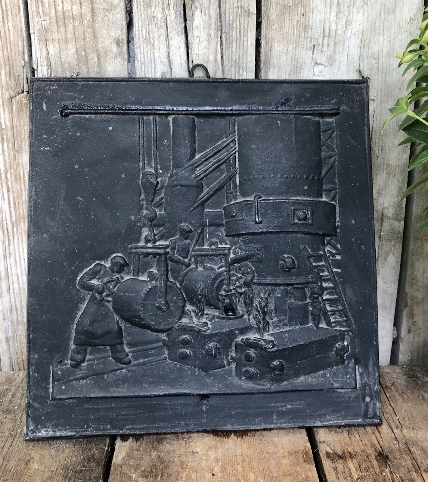 Alt Vintage Eisenguss Wandrelief Bild Relief Gusseisen Eisenhütte Biedenkopf
