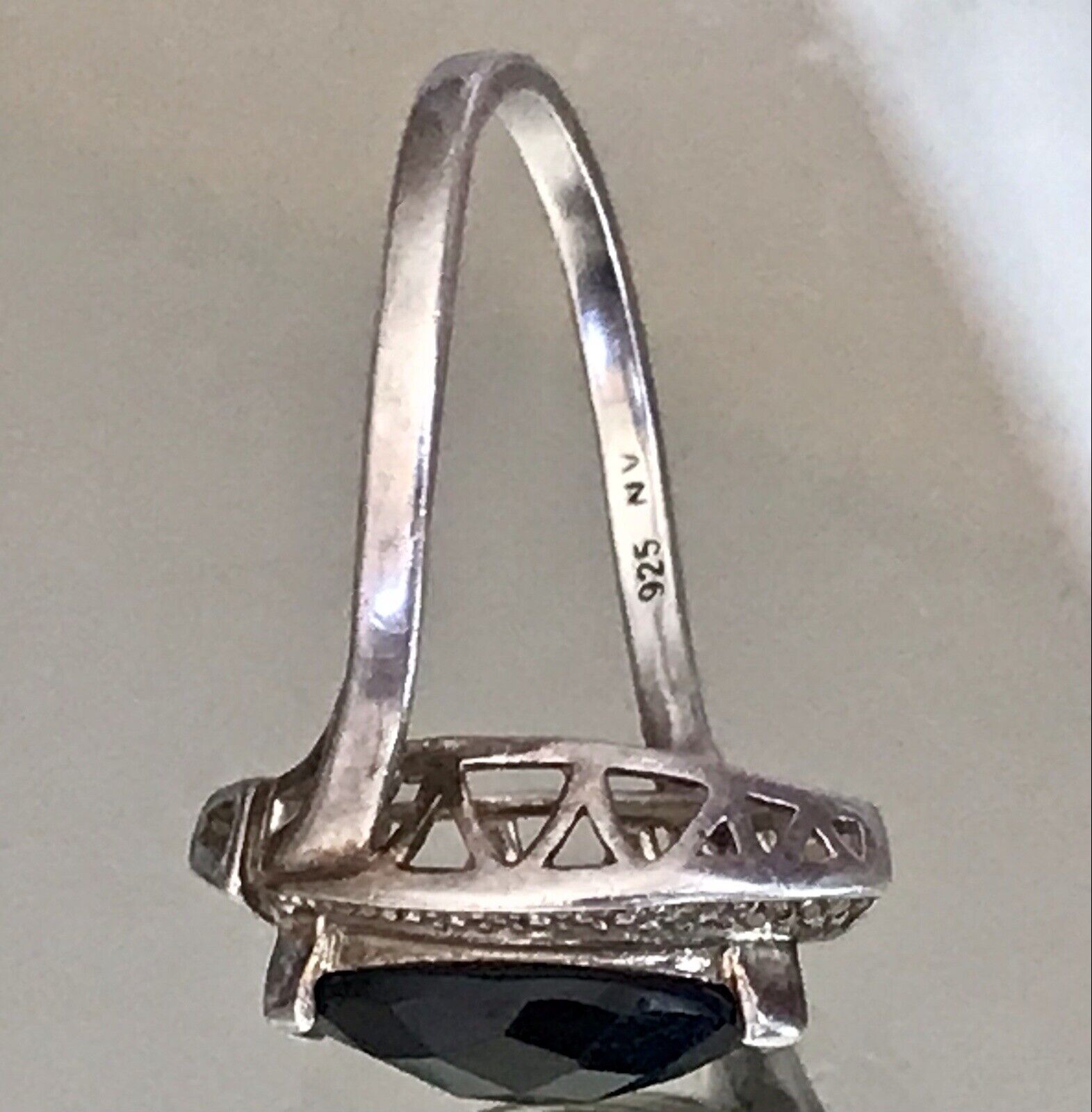 Vintage Onyx? DAMEN RING Silber 925 Gr.55 17,5 Schiffchen