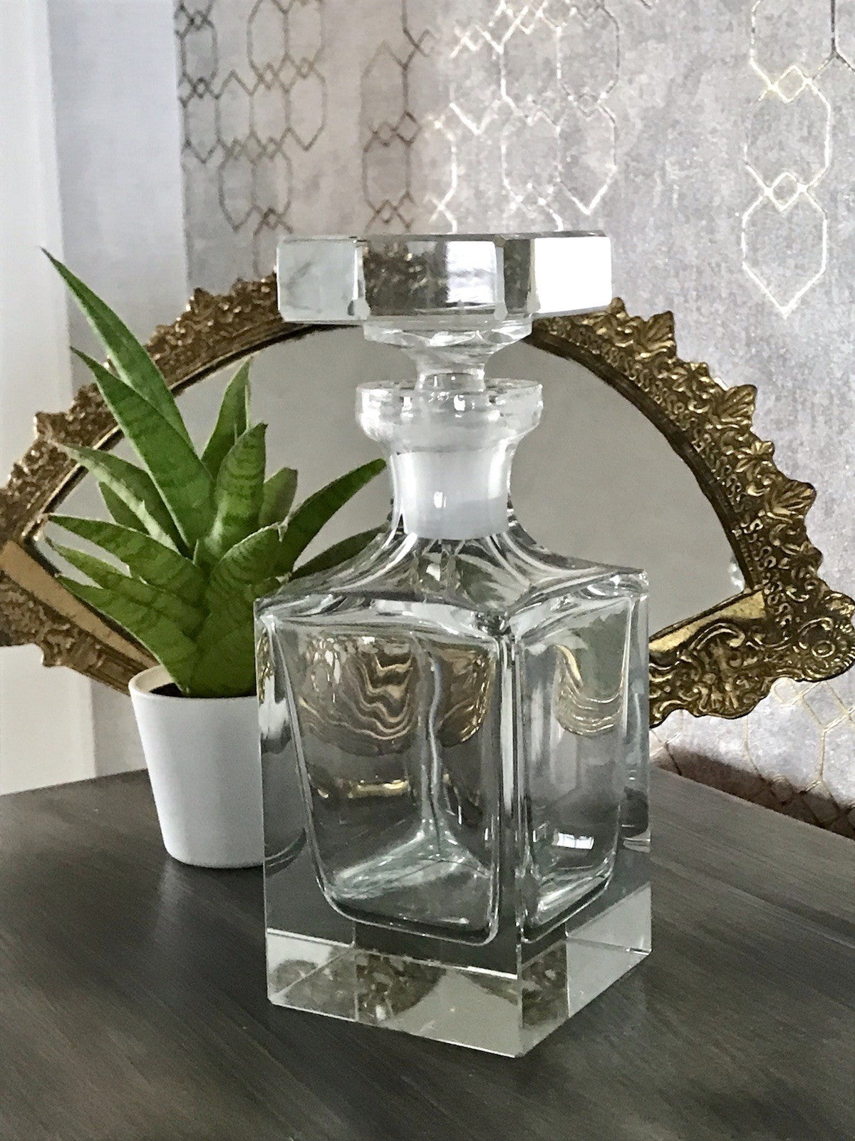 Antik ? Art Déco Kristallglas Design Moser? Posselt ? Karaffe EDEL geometrisch