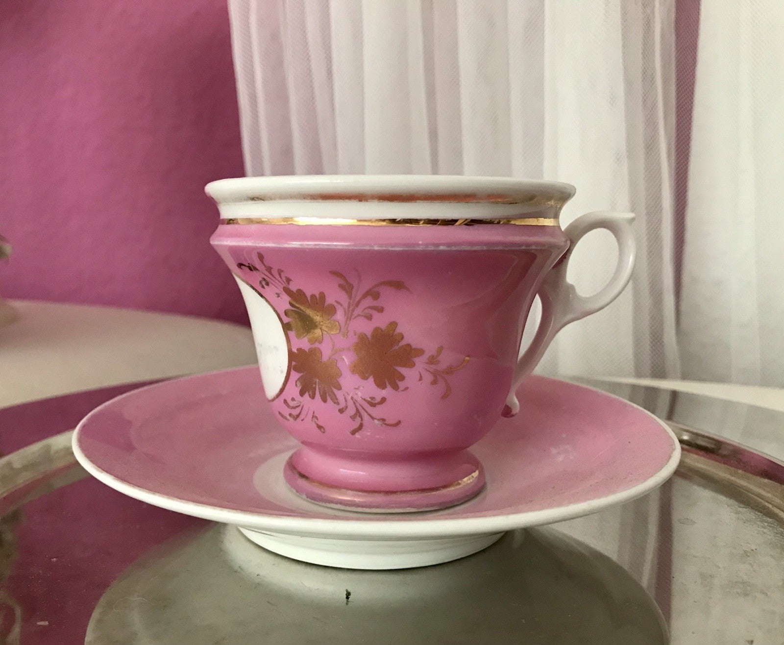 Antik Porzellan Andenken Becher Gedeck Sammeltasse Tasse „Zum Andenken“ Tielsch
