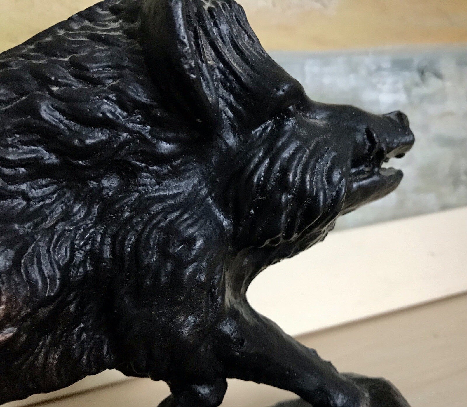 Alt antik? Eisenguss Skulptur Figur Schwein Wildschwein Gusseisen