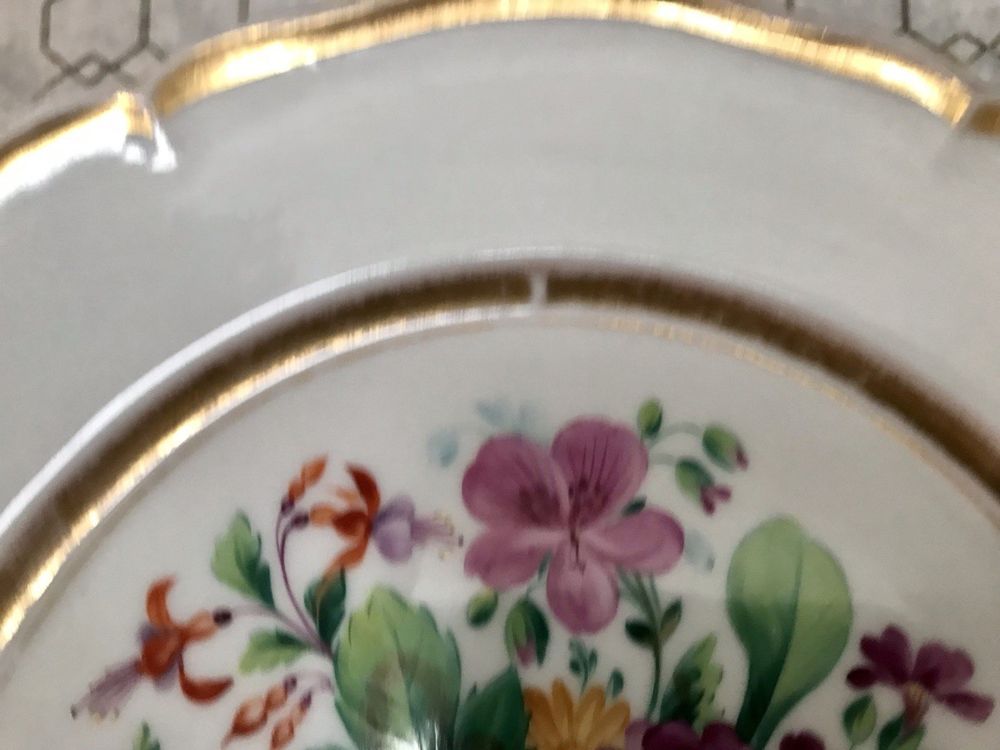 Antik Tielsch Porzellan Schale Zierschale Prunkschale um 1860 Blumenmalerei