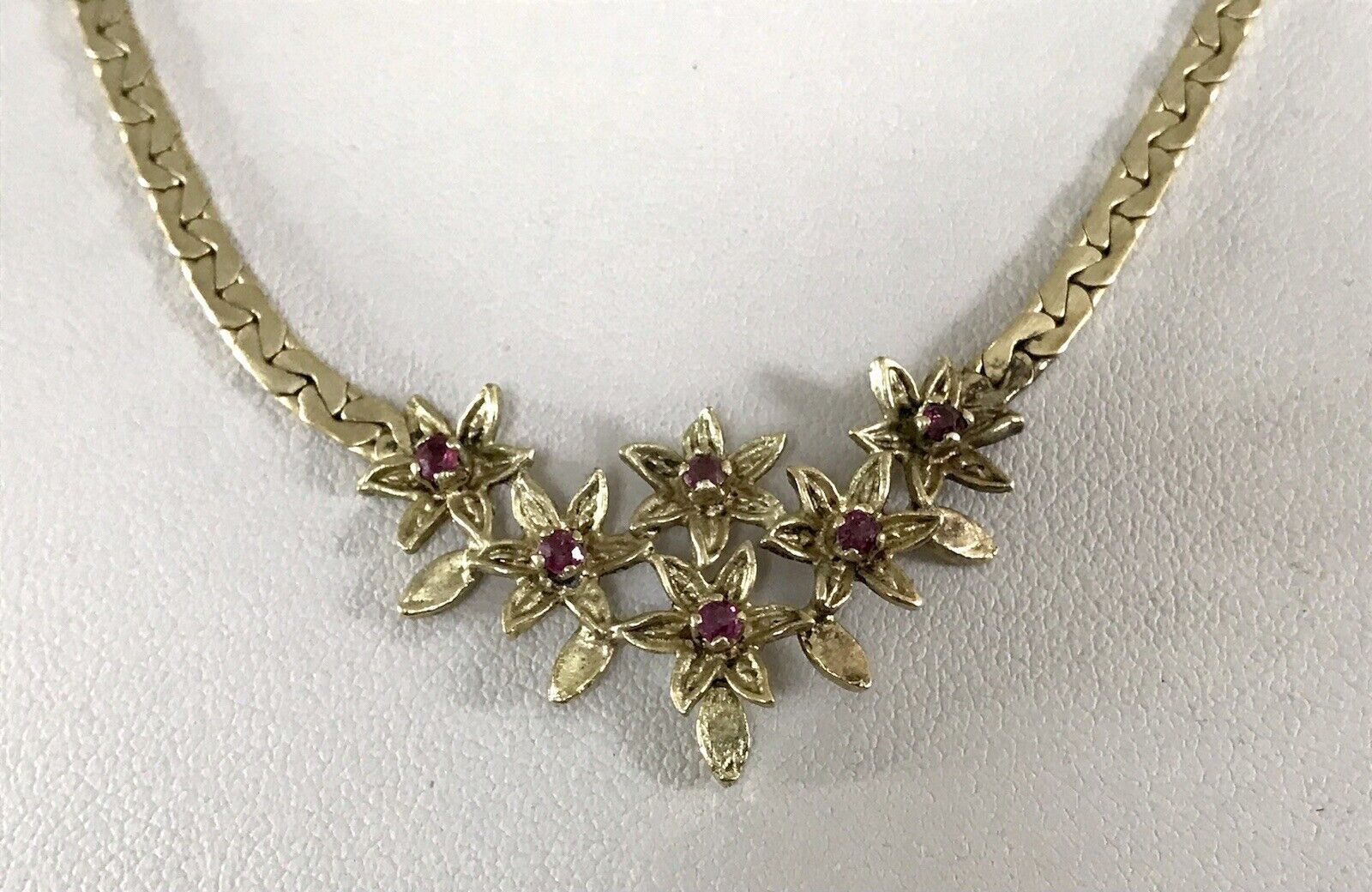 Antik Edel Jugendstil 925 Silber vergoldet Collier Halskette Rubine
