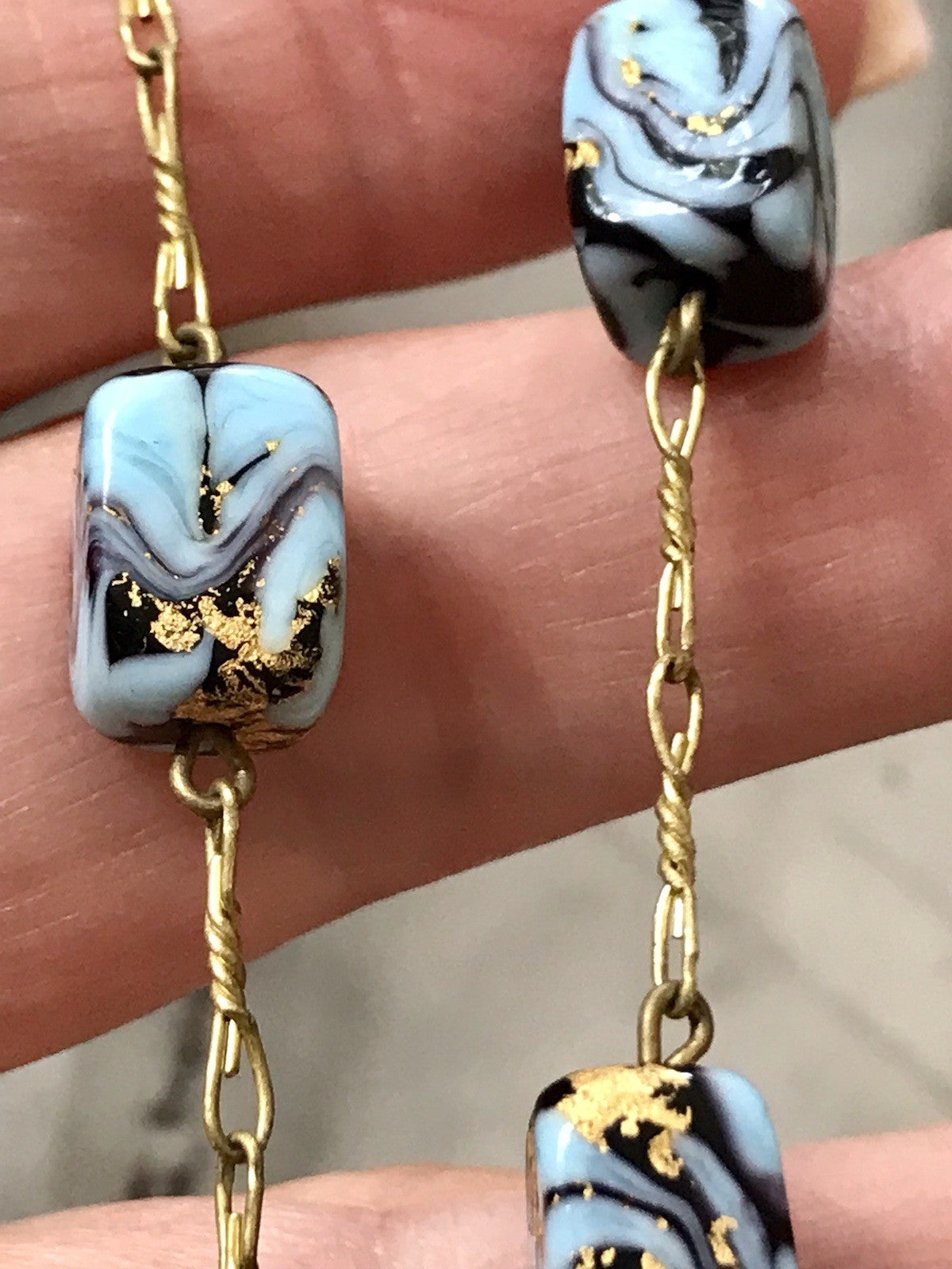 Alt Edel Vintage Halskette Kette Murano Perlen Sehr Schön