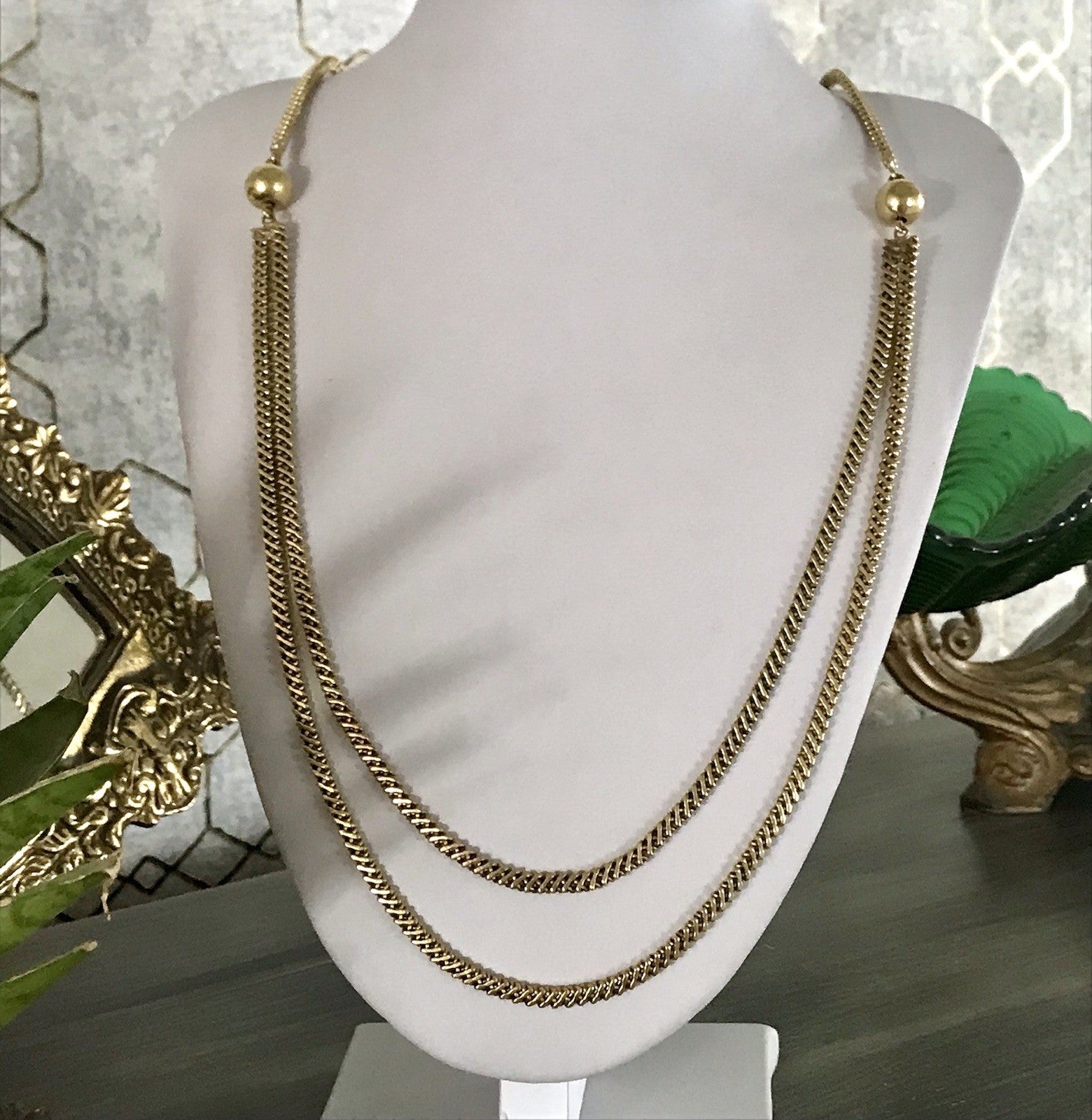 Vintage lange Halskette Amerik. Doublè gold Massiv Sehr SCHÖN Andreas Daub