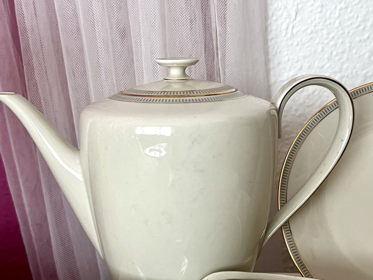 Vintage Hutschenreuther 60er Porzellan Kaffeeservice 12 Personen elfenbein