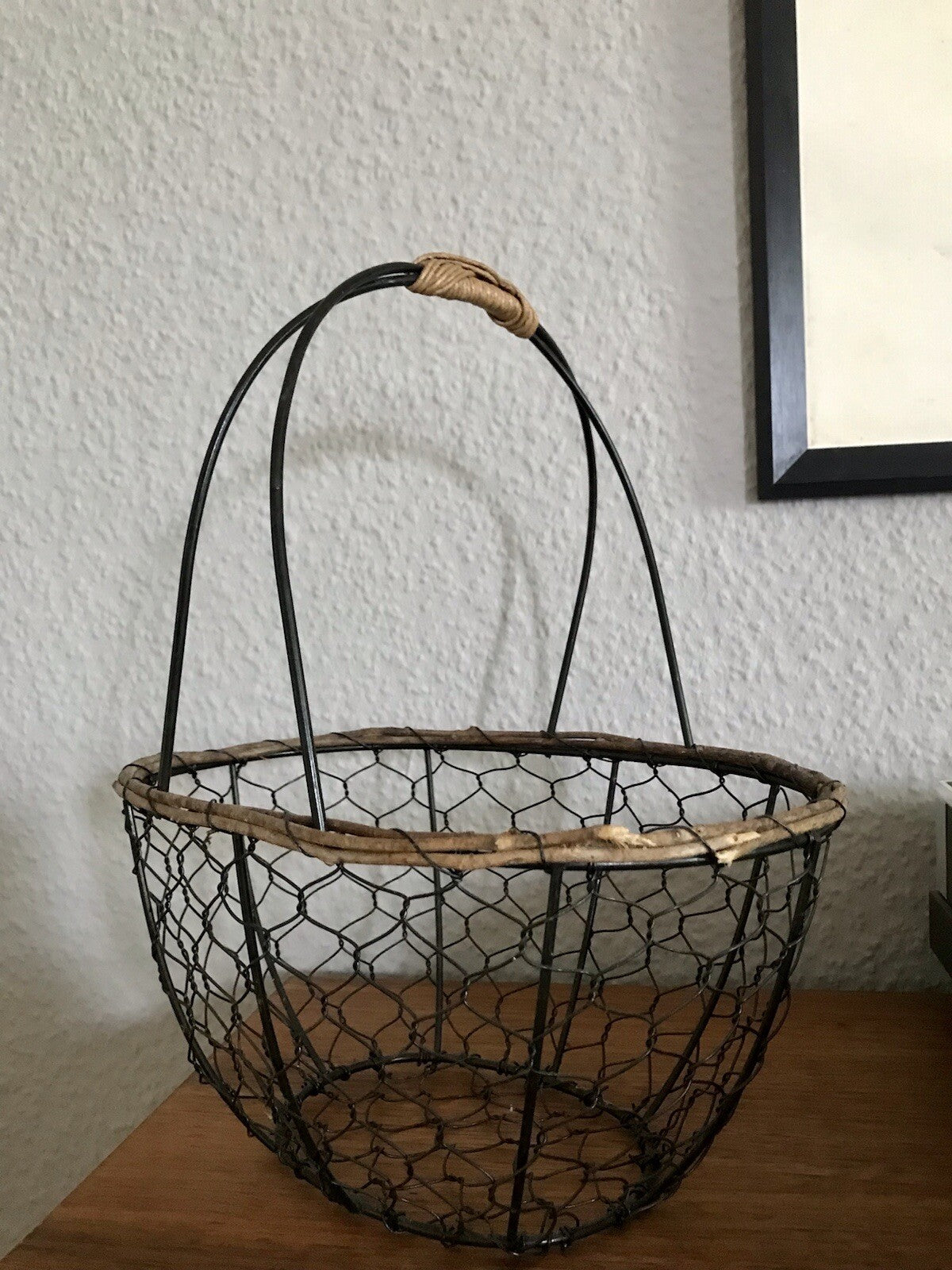 Alt Vintage 60er Korb Metallkorb  Weide schwarz&braun