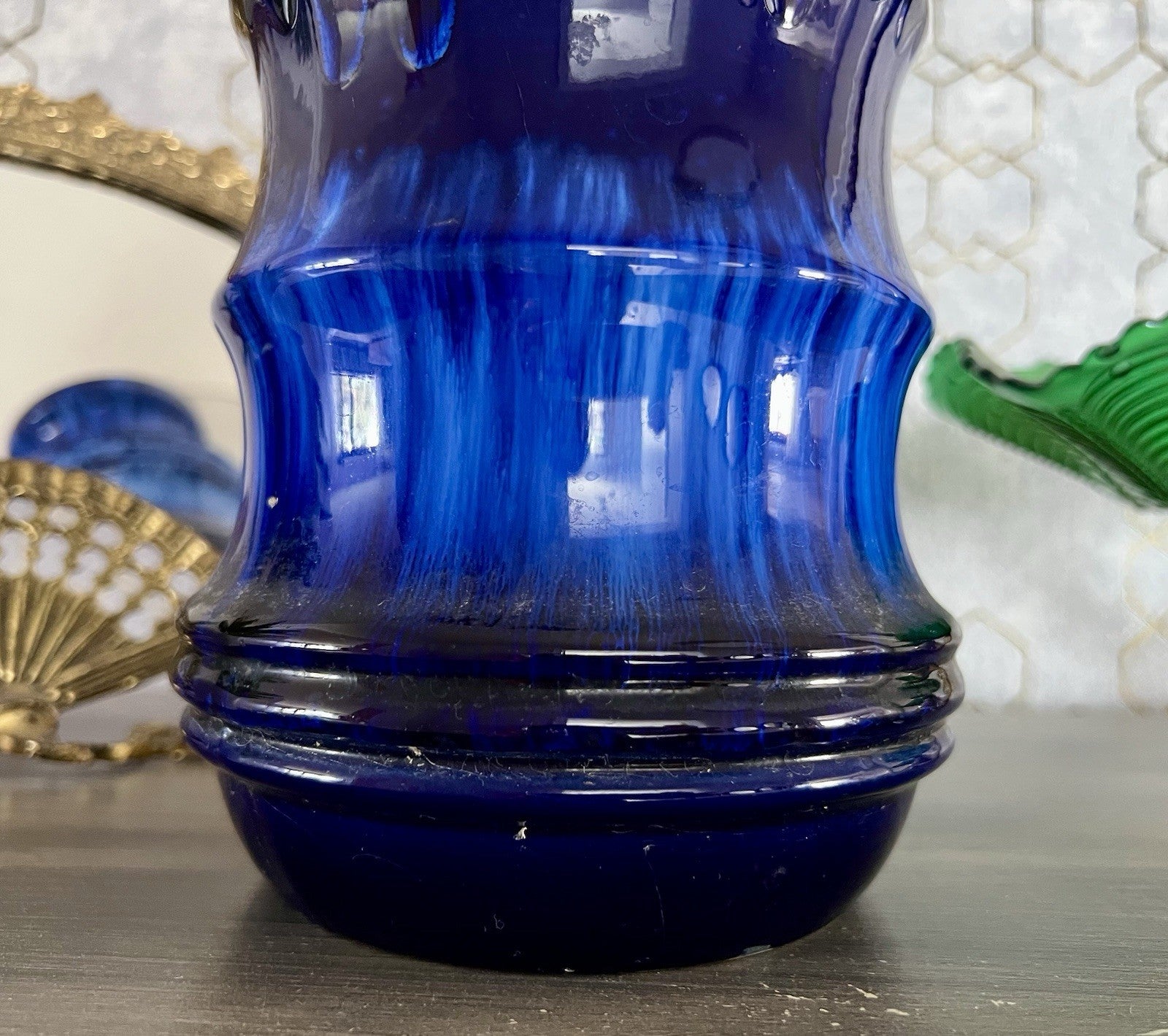 Vintage 60’s Vase Mid Century Keramik Scheurich Pagode 226 Fat Lava kobaltblau