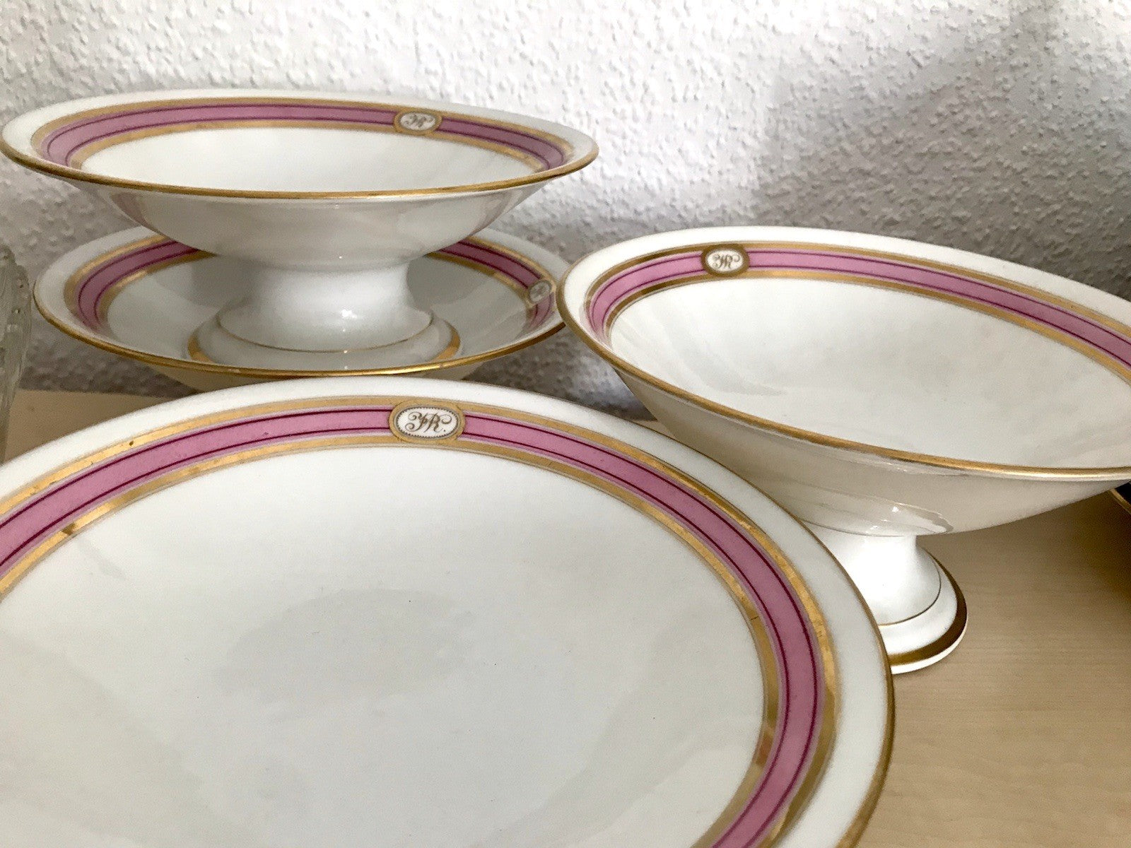 Antik Biedermeier Porzellan Fußschale Schale auf Fuß  ~1845 Ligatur Monogramm JR
