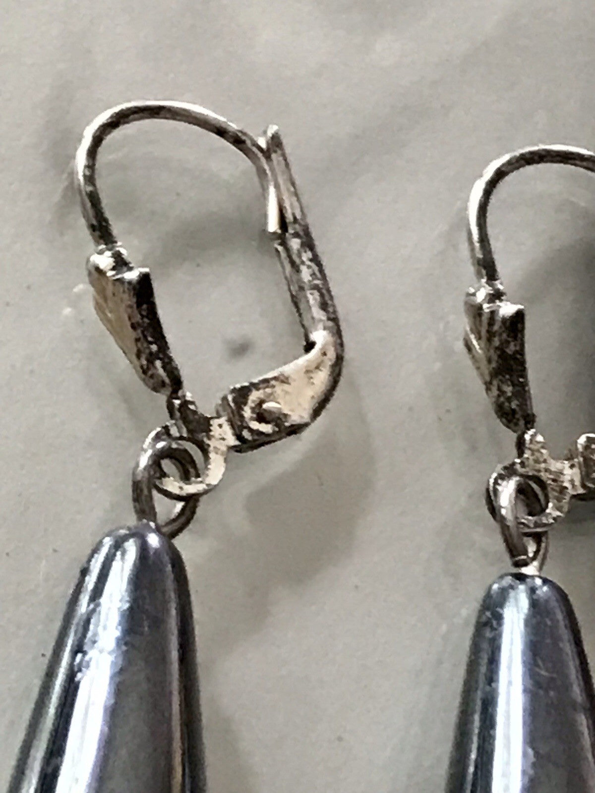 Antik Vintage Ohrhänger Ohrringe Hämatit Pampel DAMEN Silber 925