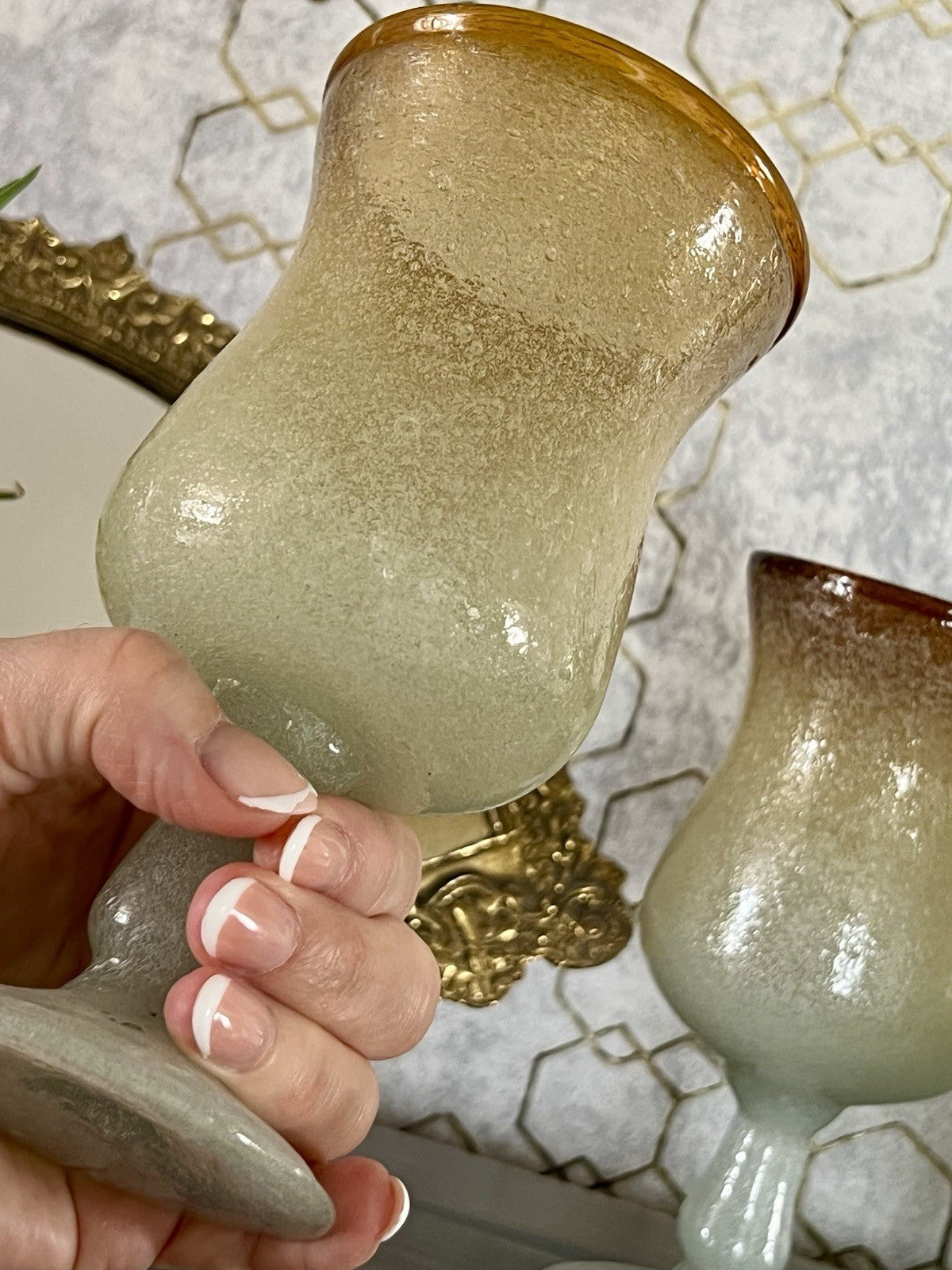 Antik Art Deco 3 Weingläser Weinkelche Glas Murano Pulegoso Napoleone Martinuzzi