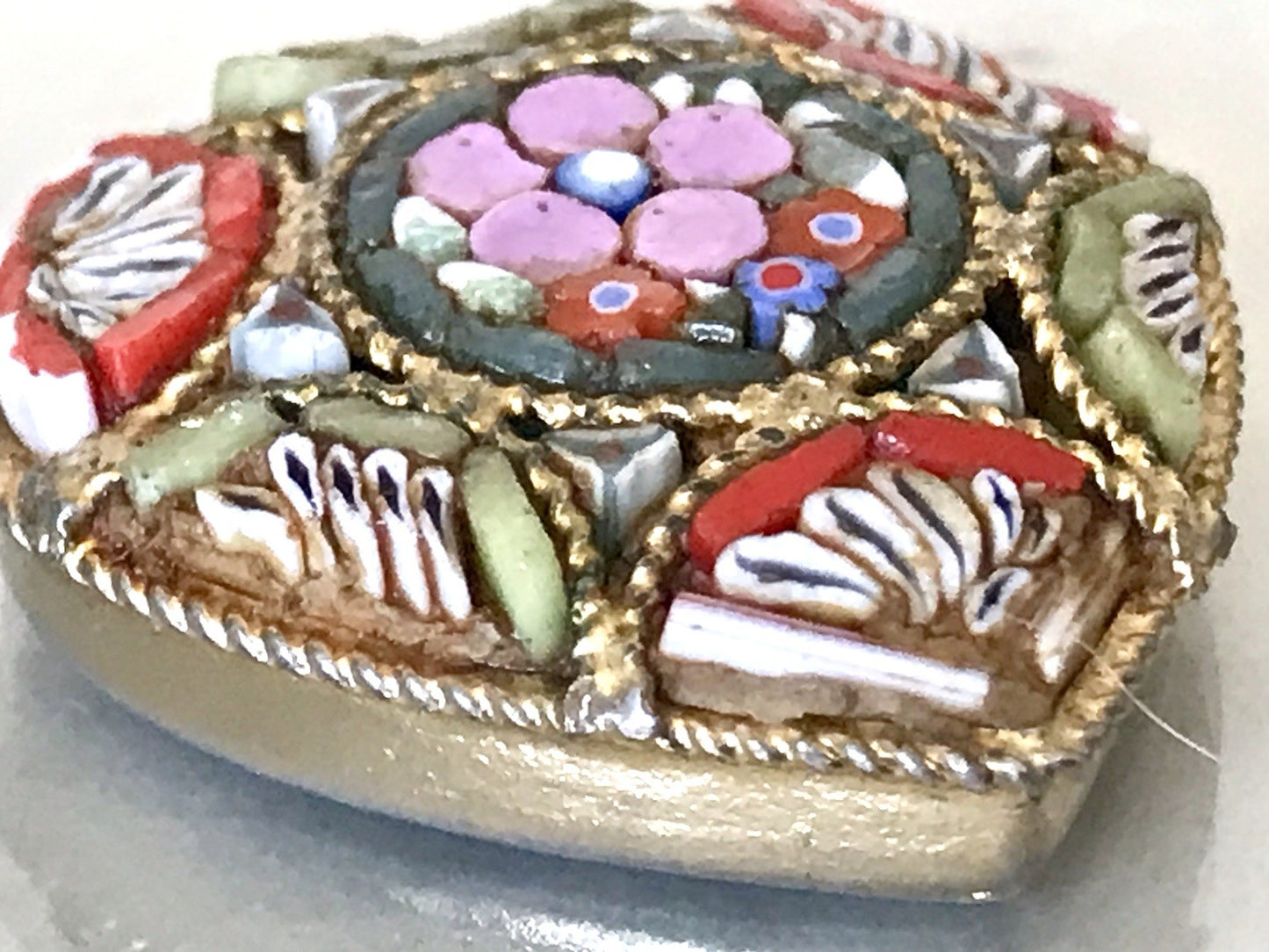 Antik Herz Anhänger Italien Micromosaik Glas Murinen