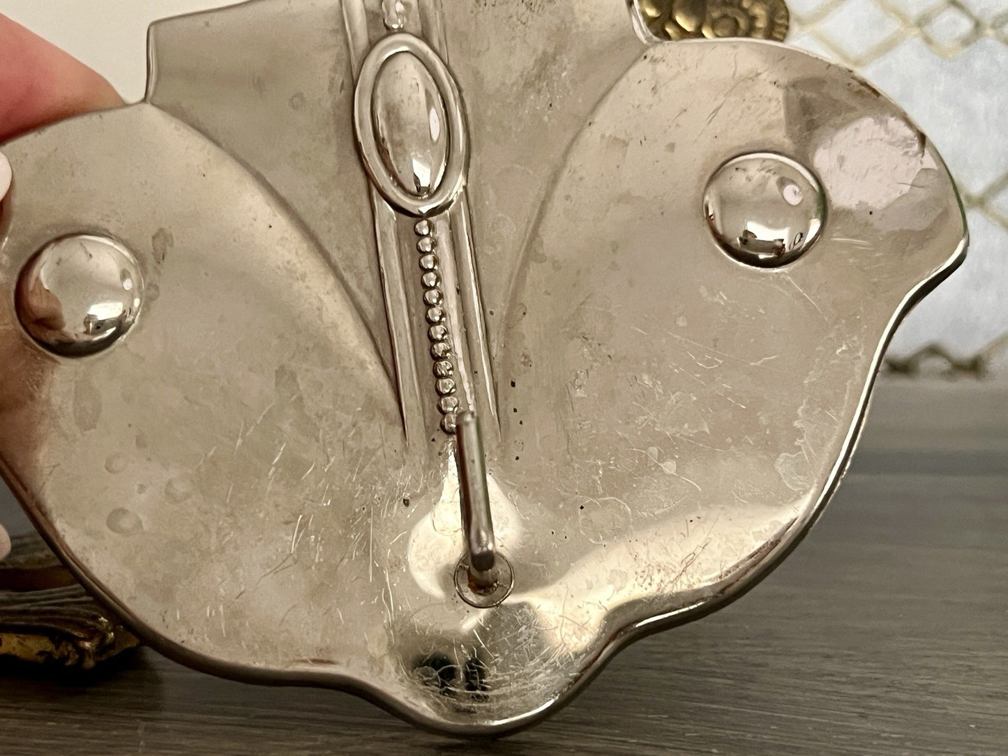 Antik Jugendstil Haken Handtuchhaken Kleiderhaken Metall verchromt? vernickelt?