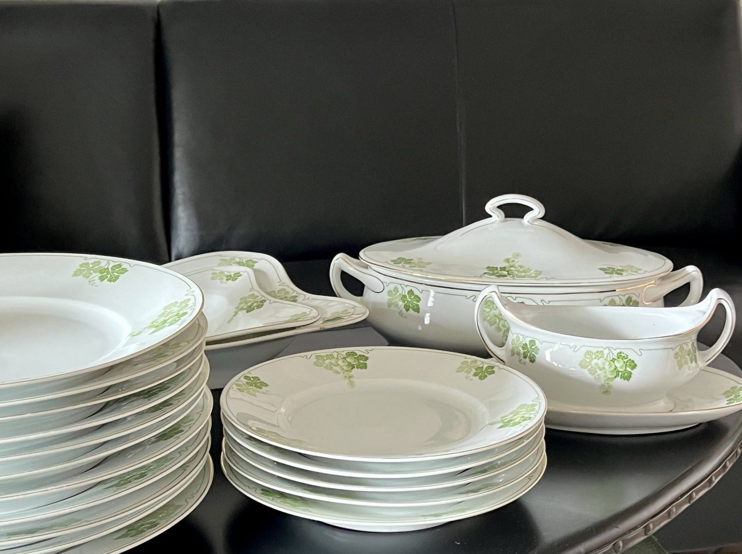 Antik Jugendstil Porzellan Tafelservice 11 Pers.- Kästner Saxonia Weinranken
