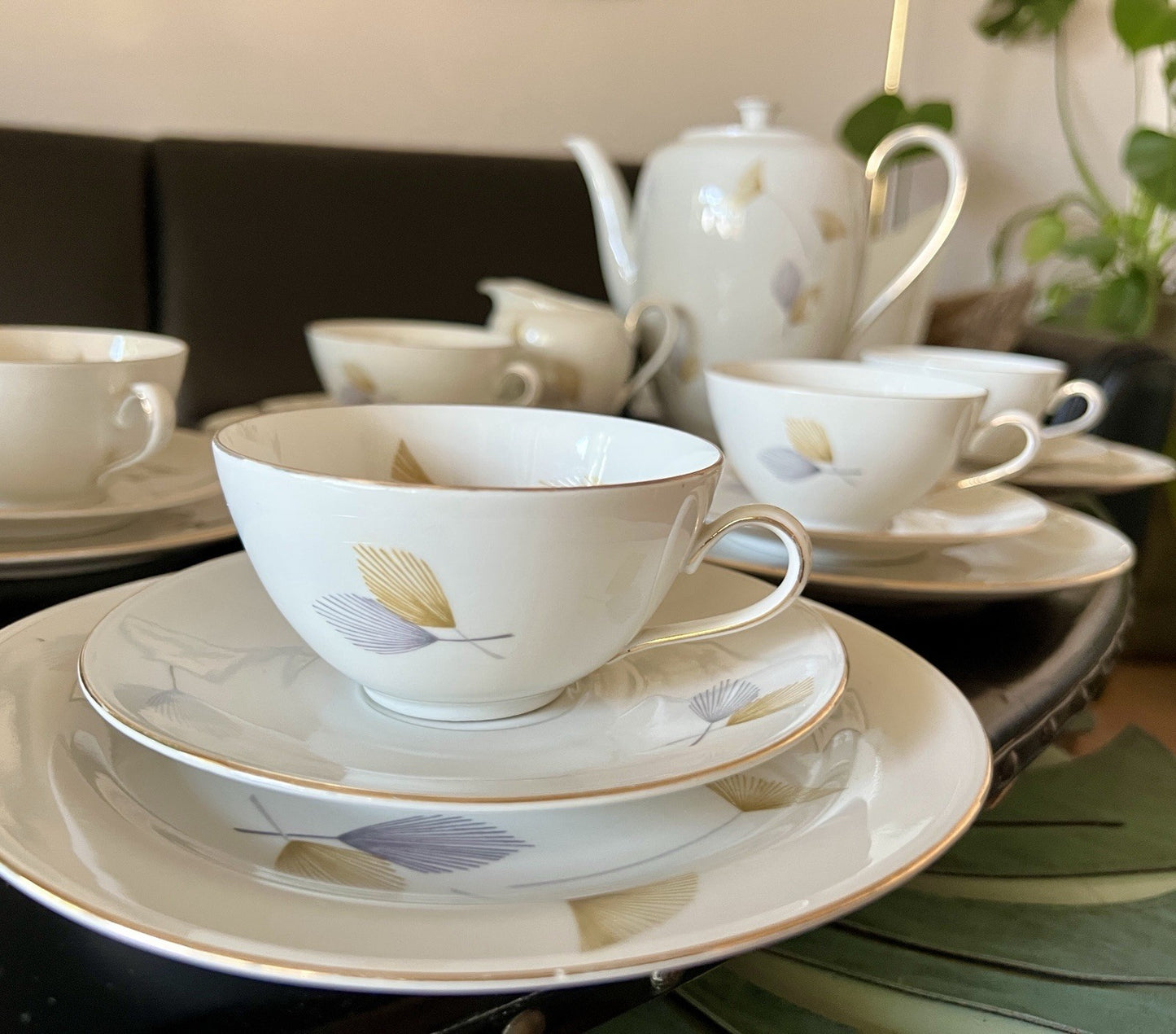 Edel Vintage Seltmann Weiden Porzellan Kaffeeservice 6 Pers. Elfenbein MCM