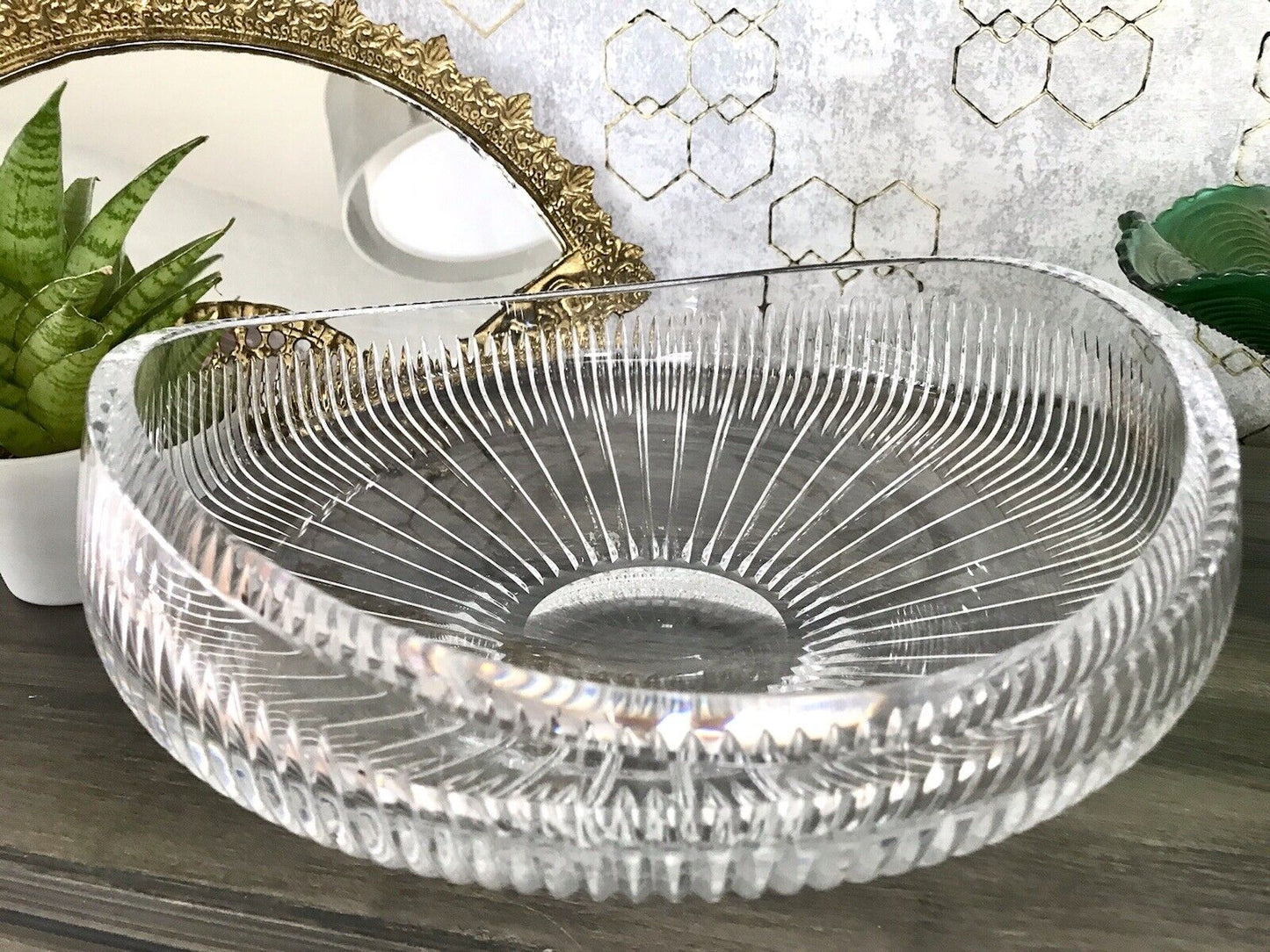Vintage EDEL Bleikristall Schale Glasschale Kristallglas Glas Groß Schliff