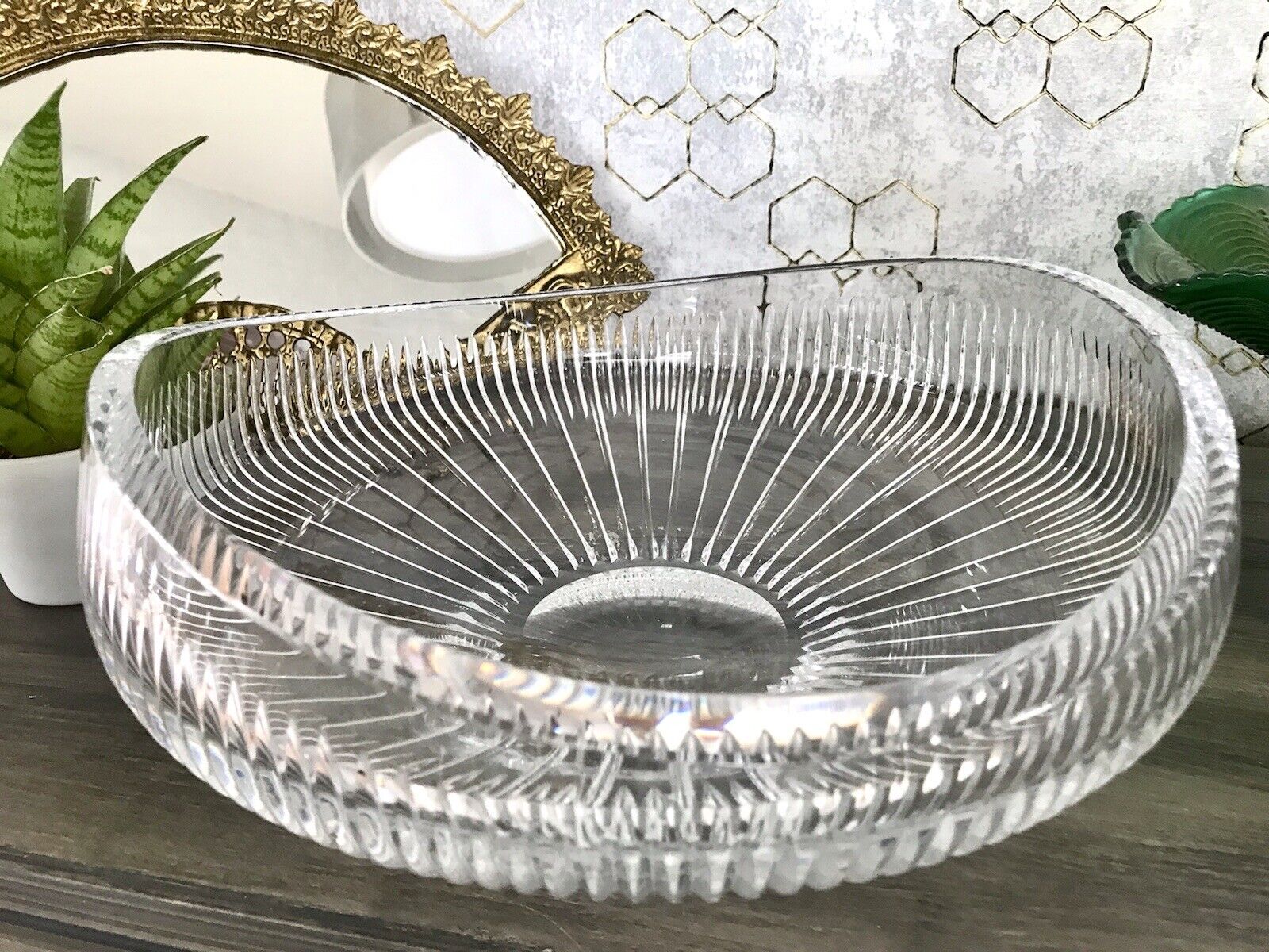 Vintage EDEL Bleikristall Schale Glasschale Kristallglas Glas Groß Schliff