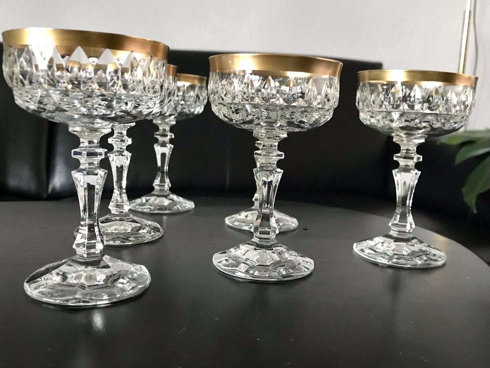 Vintage 12 EDEL Likörschalen Gläser Kristallglas Likörgläser Goldrand