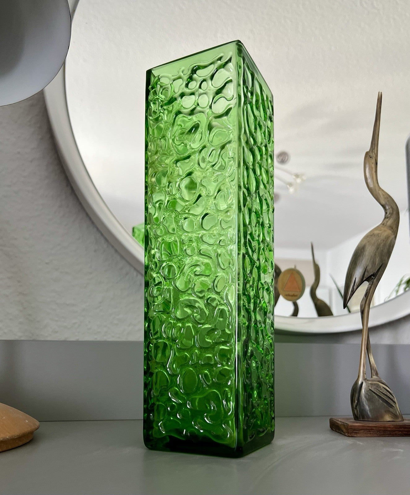 Vintage 60er 70er Design Glasvase Glas GRÜN Vase Bubble Pop Bengt Orup
