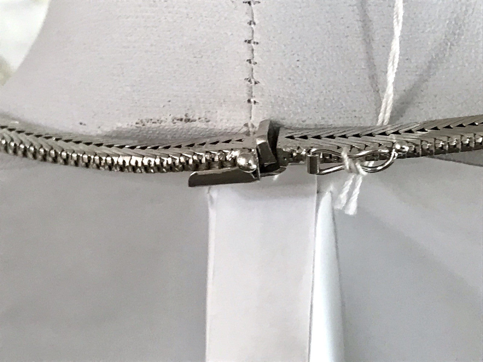 Antik Edel Art Déco 835 Silber Collier rhodiniert Halskette blaue Steine Armband