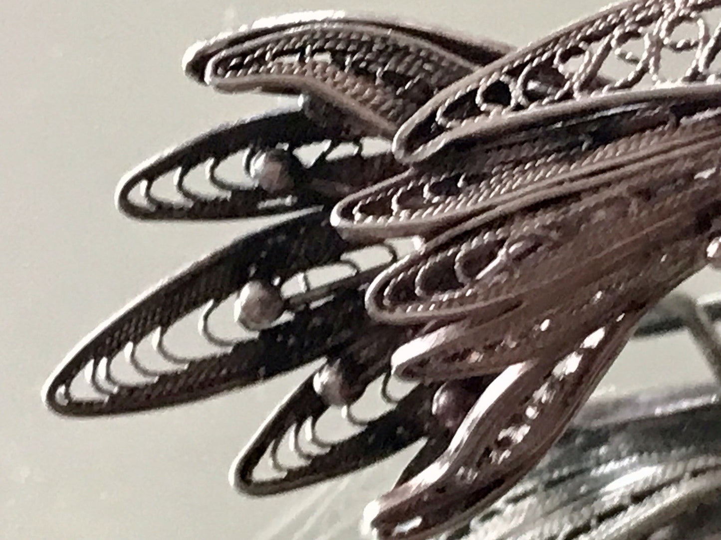 Antik filigran Blüte Blume 2in1 Anhänger Kettenanhänger Brosche Silber