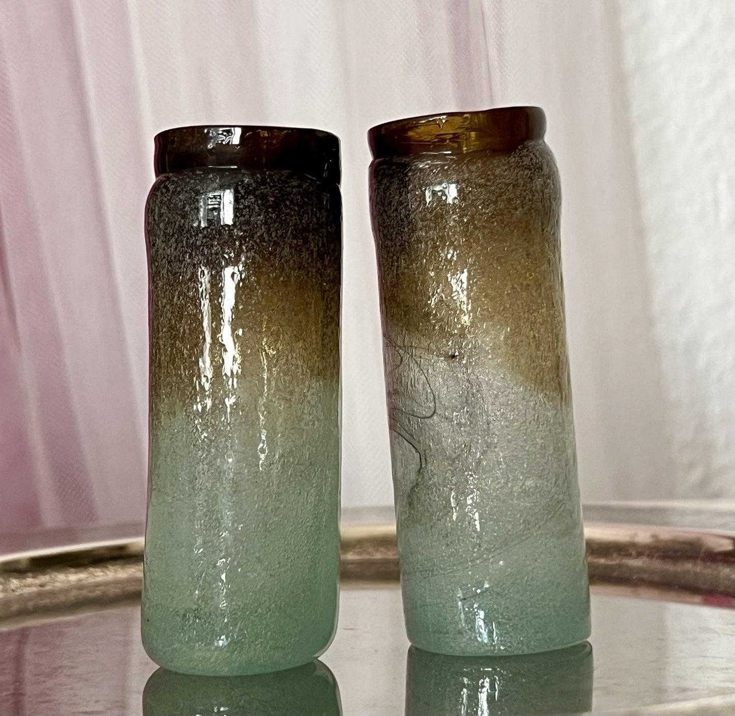 Antik 2 Schnaps Becher Glasvasen Glas Murano Pulegoso Napoleone Martinuzzi