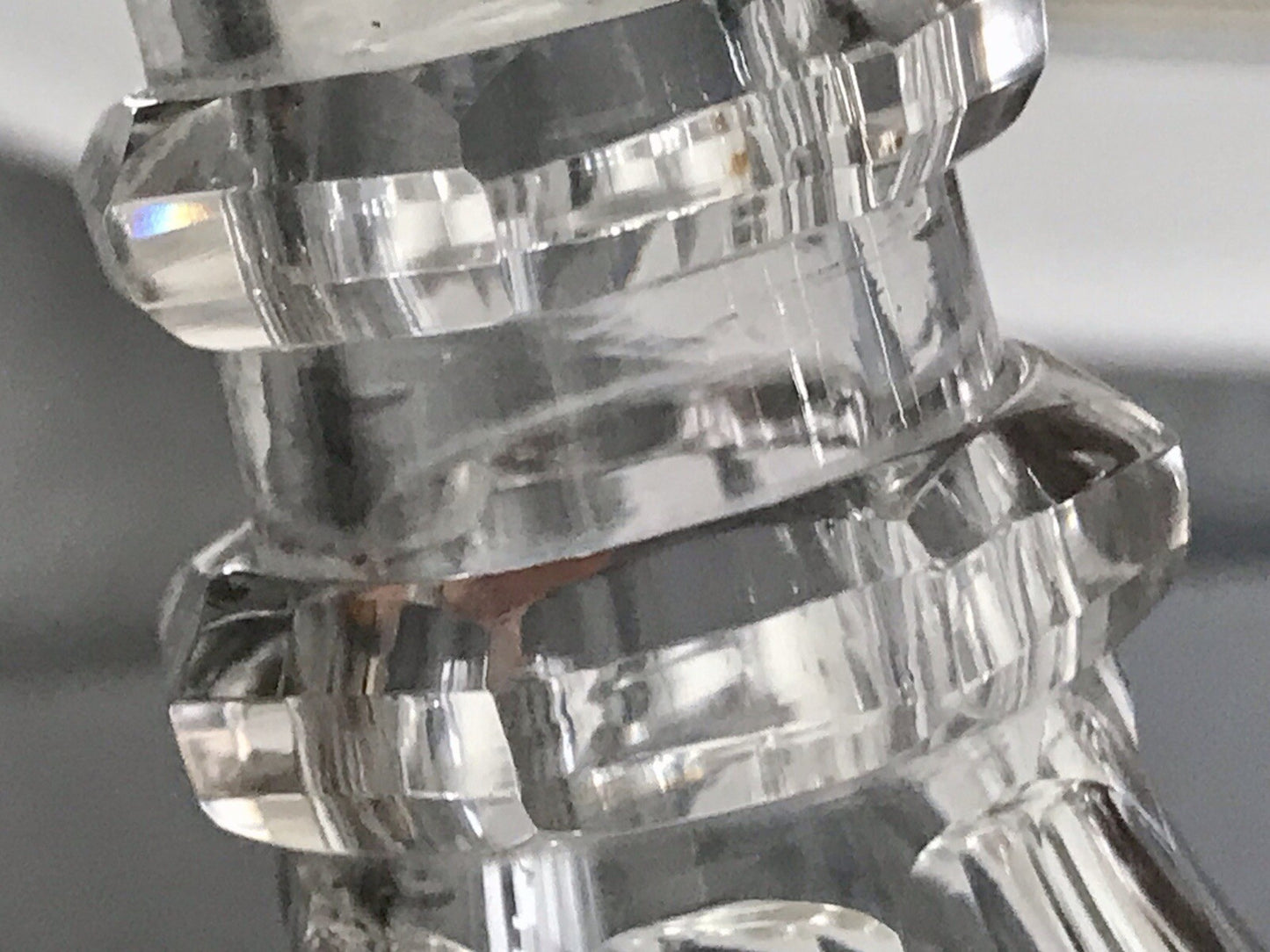 Antik Biedermeier kleine Karaffe Weinkaraffe Dekanter Glas Flächenschliff kantig
