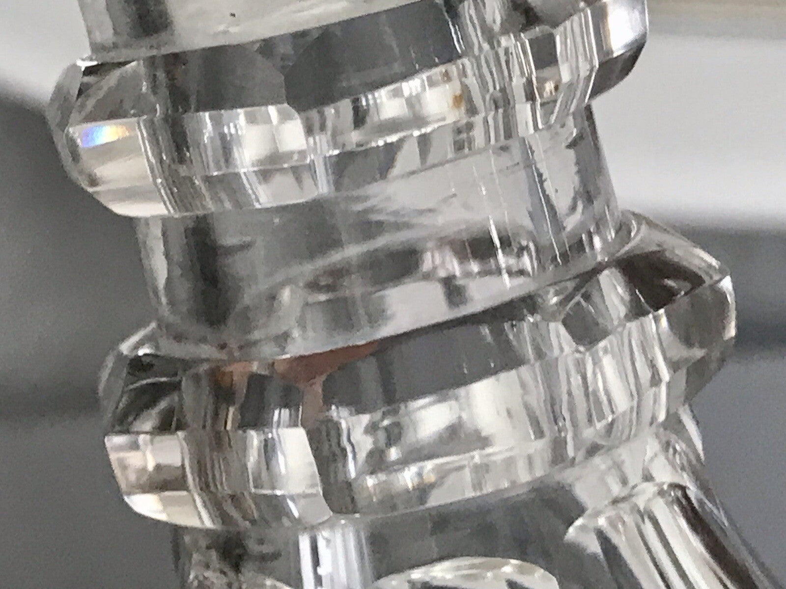Antik Biedermeier kleine Karaffe Weinkaraffe Dekanter Glas Flächenschliff kantig