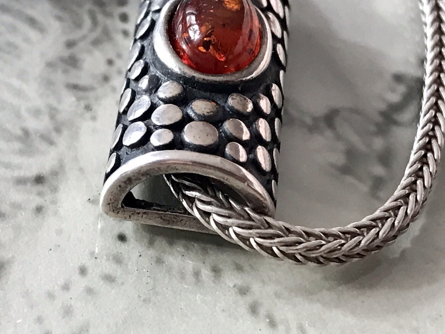 Vintage Edel Halskette 925 Anhänger Kettenanhänger Silber 925 Bernstein