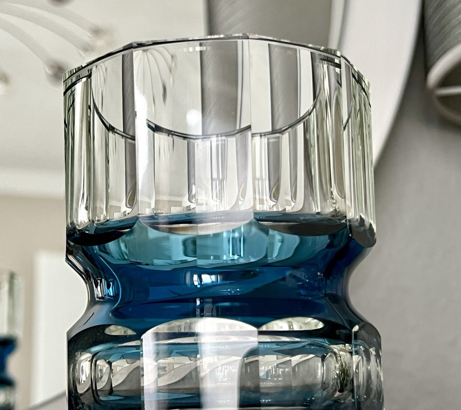 Antik? Art Déco Vase Glasvase Vase Glas Kristallglas Entwurf Meltzer Haida blau