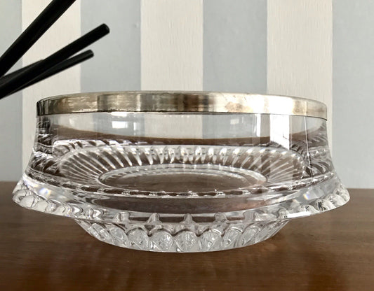 Vintage Glasschale Schale Glas versilbert Rand Kristallglas Bleikristall Europa