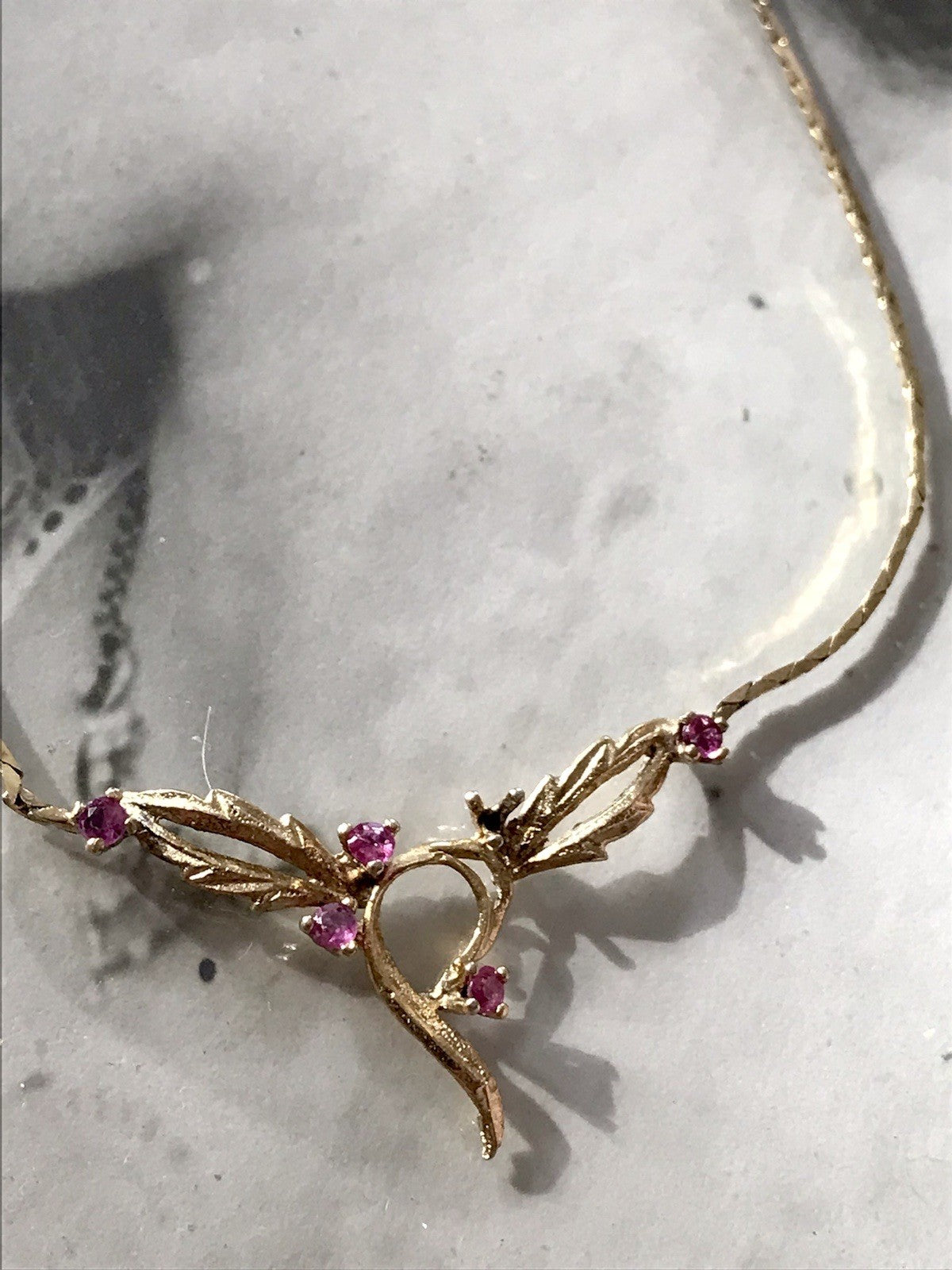 Antik Edel Jugendstil 925 Silber vergoldet Collier Halskette Rubine ?