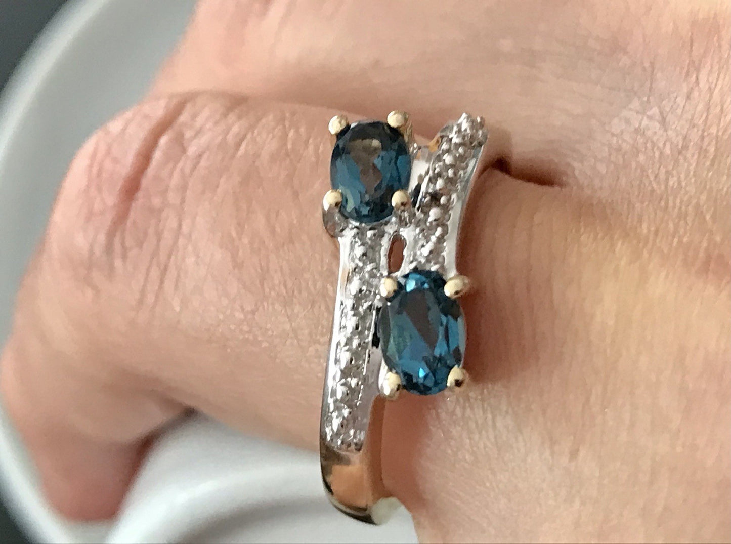 Vintage Ring blaue Steine Saphire?  Silber 925 vergoldet ~Gr.60