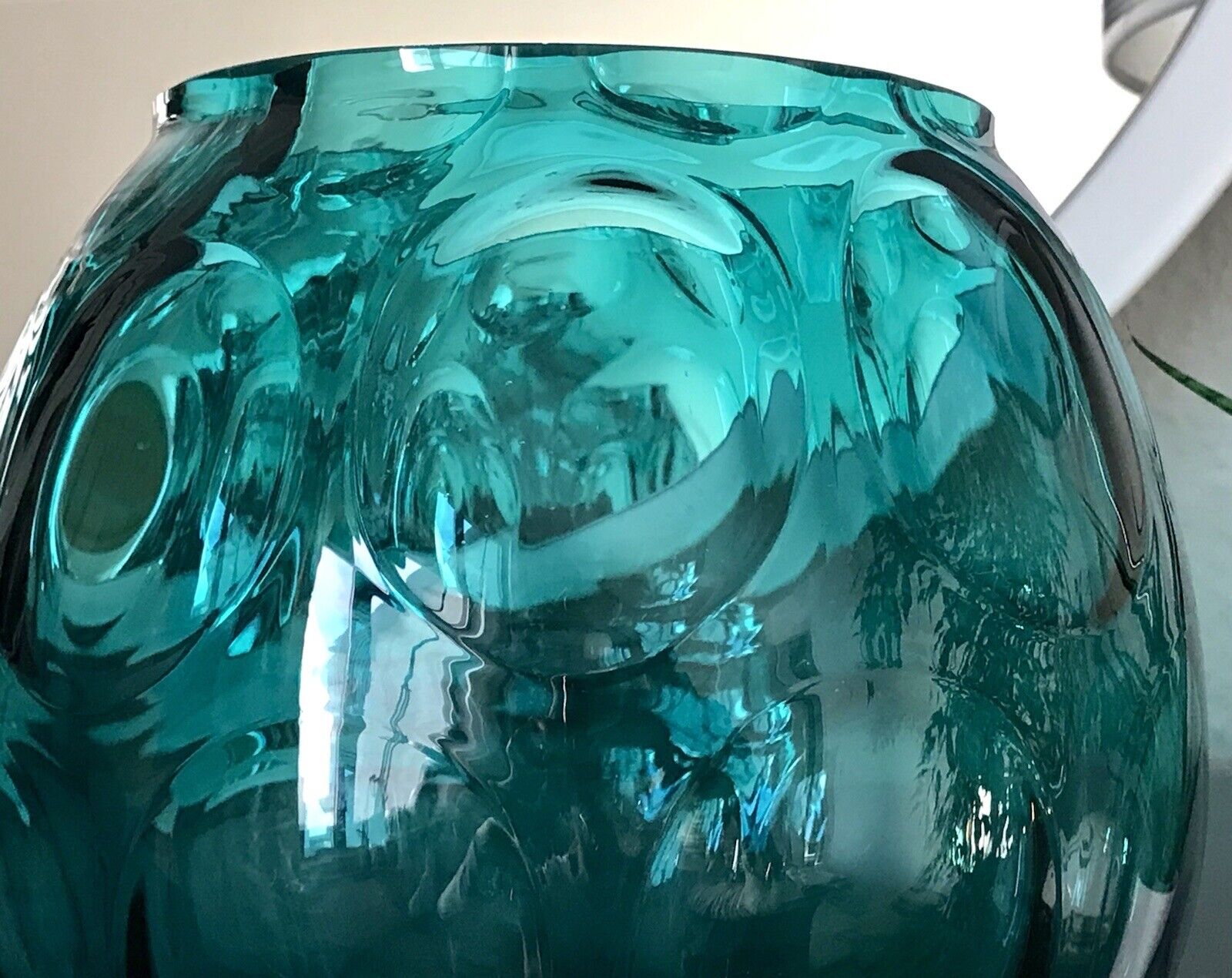 Vintage 60er Design Glasvase Glas Petrol  Grün Vase Bubble Sputnik Ära Bowle