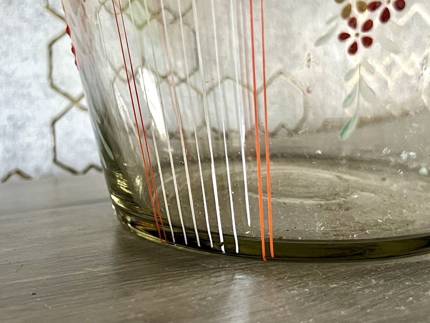 Antik GROẞ Vase Glasvase Art Déco teils satiniert bunte Malerei markant 1930er