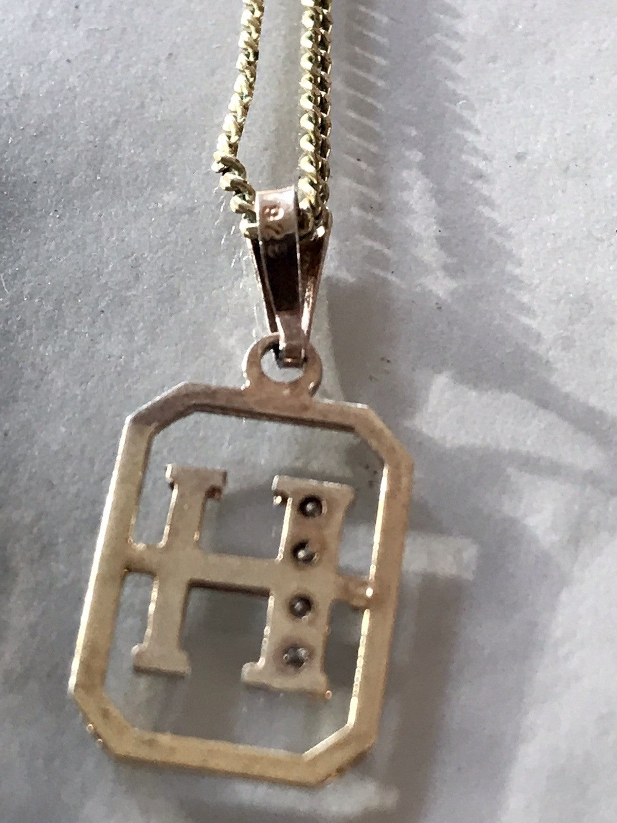 Vintage Edel Anhänger Buchstabe H Kettenanhänger Silber 925 Steinchen vergoldet