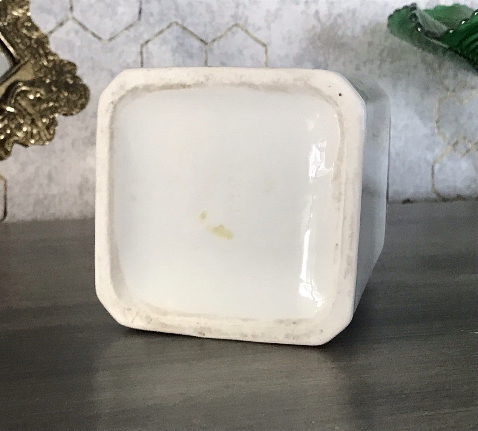 Antik Porzellan Dose Vorratsgefäß Vorratsdose Sago Blumenborte Art Déco