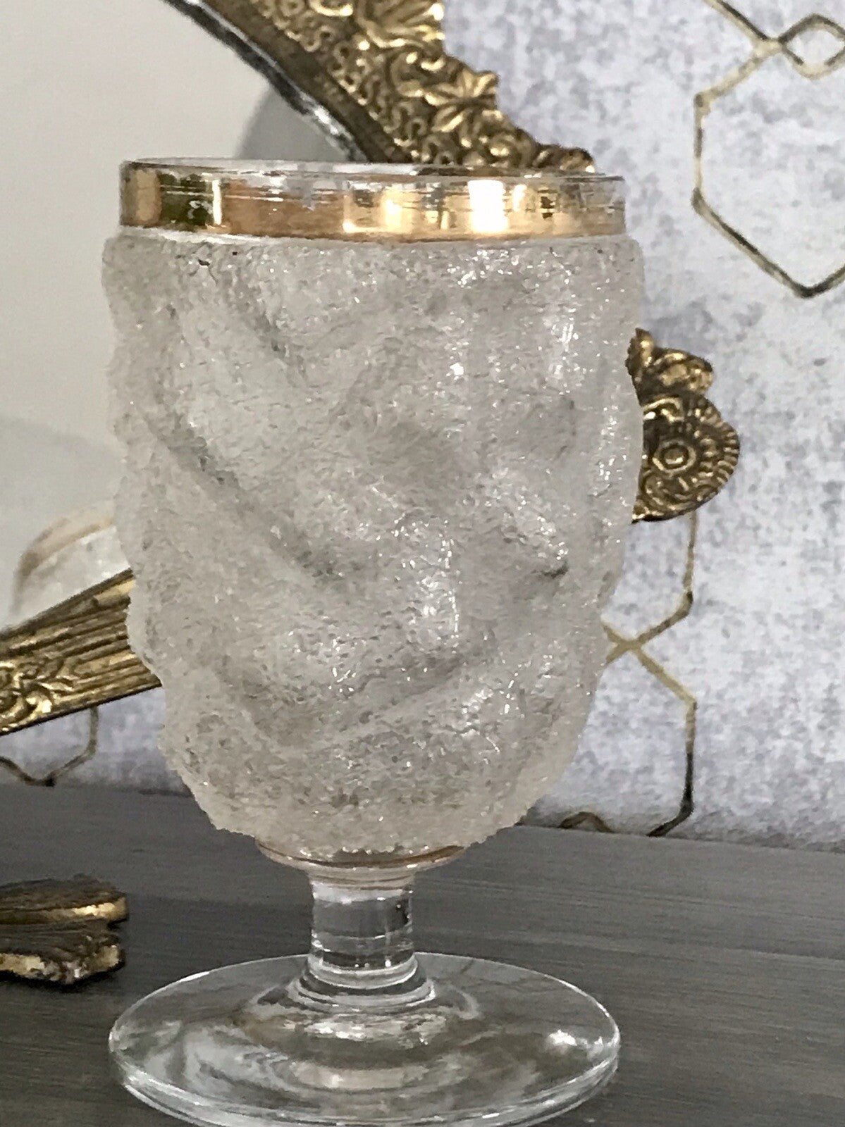 Antik 1 (von 10) Fußbecher Kelch Becher Weinglas Pokalglas Kristallglas? ~1870
