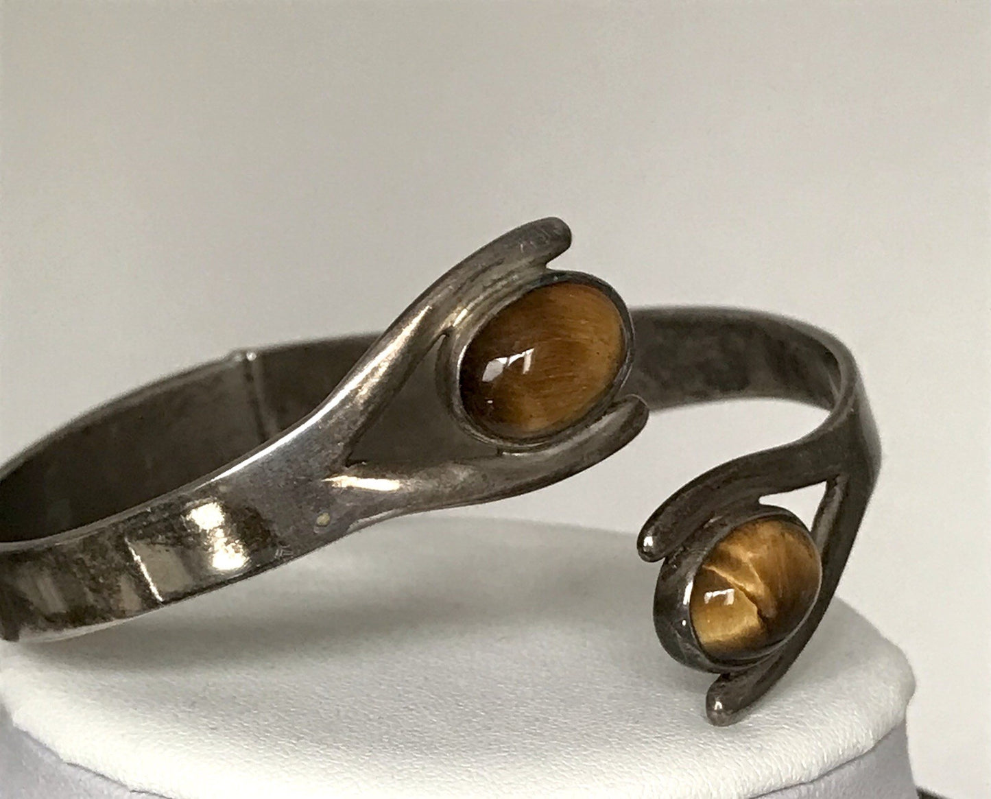 Vintage Set Halsreif Armspange Armband Collier 925 Silber Halskette Tigerauge