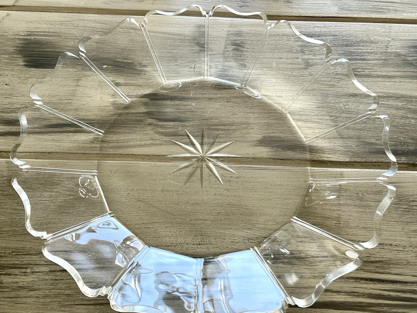 Antik Biedermeier Groß  Schale Teller Glasschale um 1850 geschnitten