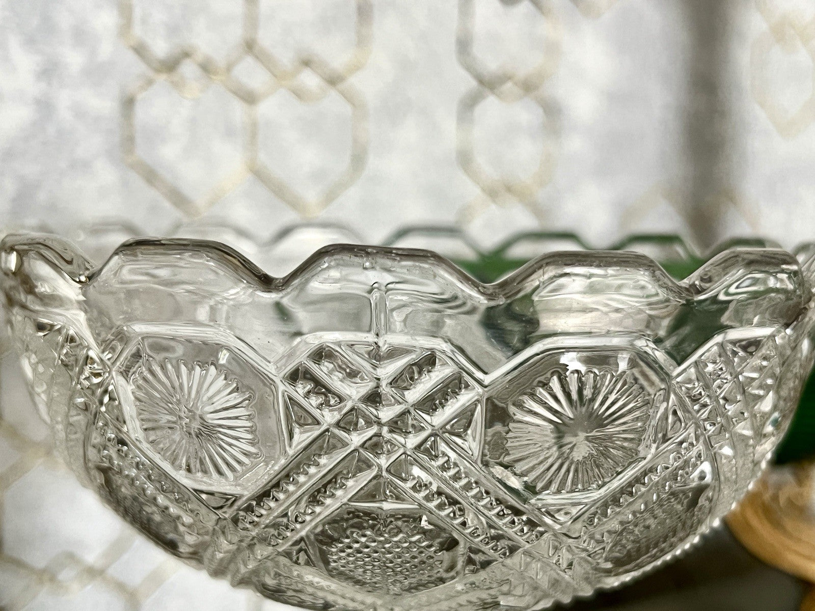 Antik Jugendstil Art Déco Pressglas Glas Fußschale Schale Zuckerschale groß
