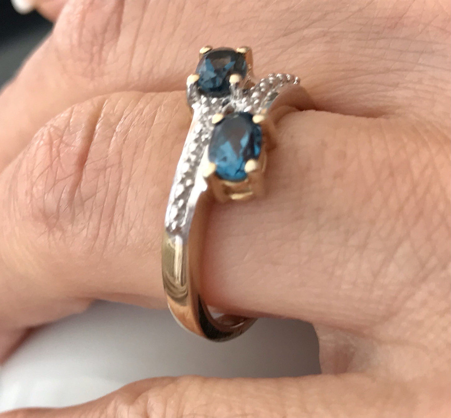 Vintage Ring blaue Steine Saphire?  Silber 925 vergoldet ~Gr.60