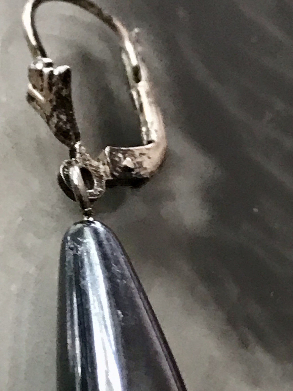 Antik Vintage Ohrhänger Ohrringe Hämatit Pampel DAMEN Silber 925