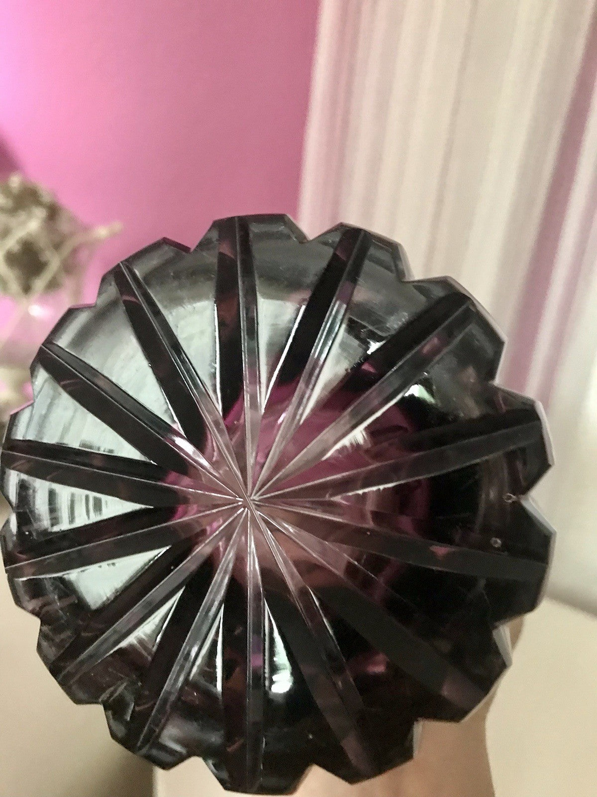 Vintage Edel Vase Glasvase Kristallglas lila groß Schliff Designer Karel Wünsch