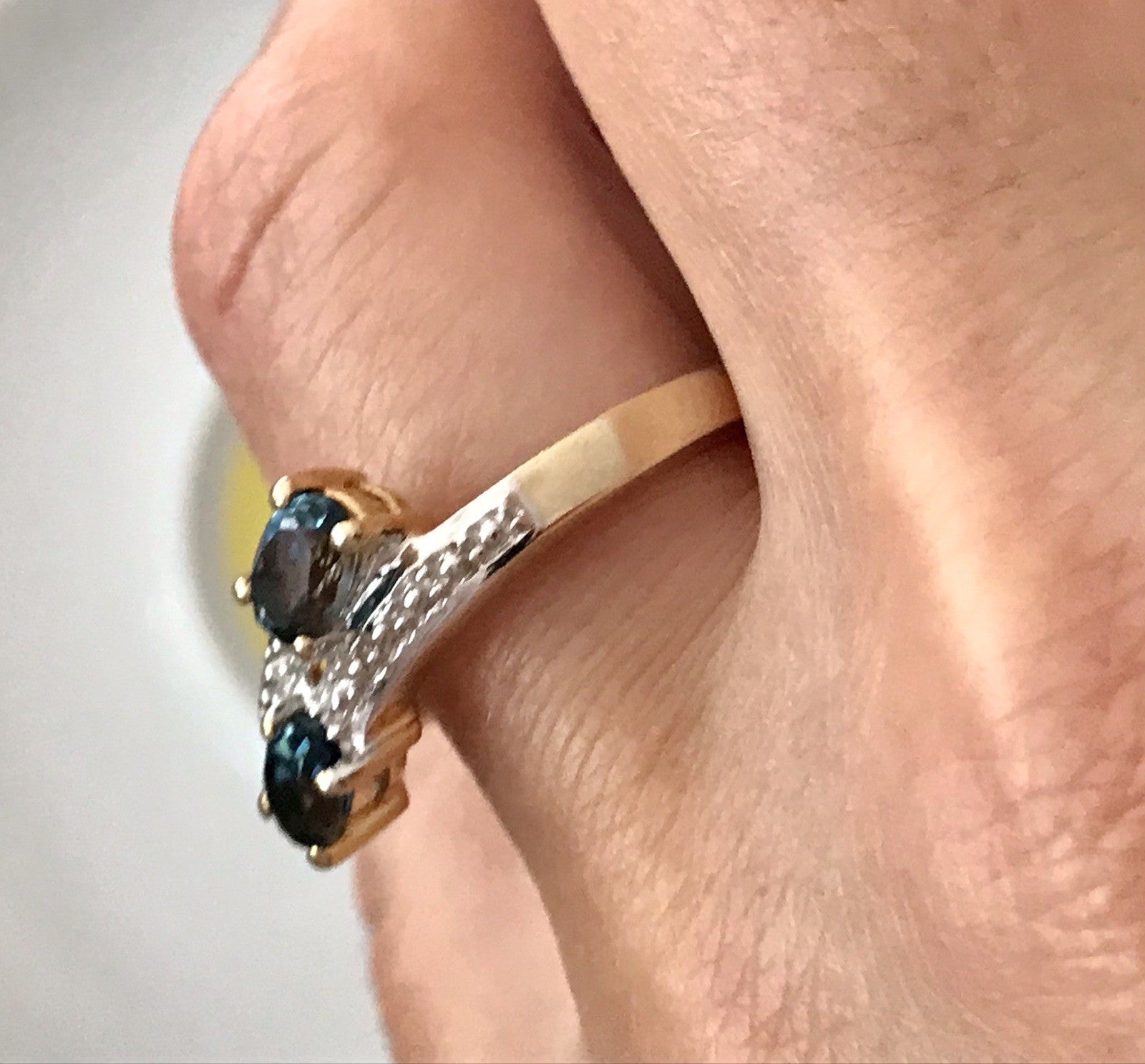 Vintage Ring blaue Steine Saphire?  Silber 925 vergoldet ~Gr.60