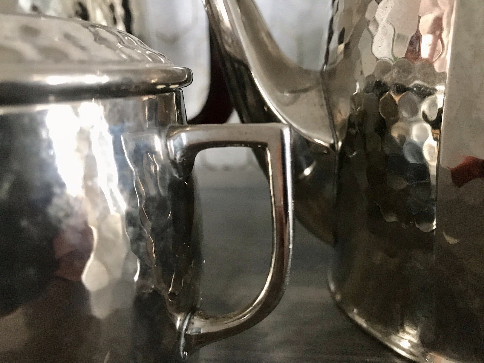 Antik WMF Jugendstil Kaffee Kernstück Zuckerdose Rahmgießer 2 Kanne Hammerschlag